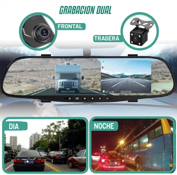 Espejo Retrovisor+Cámara Frontal y Retro