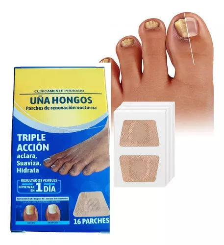 🩹 Hongo Stop. Parches para hongos uñas x 3 cajas de 16 unidades c/u.