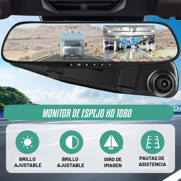 Espejo Retrovisor+Cámara Frontal y Retro