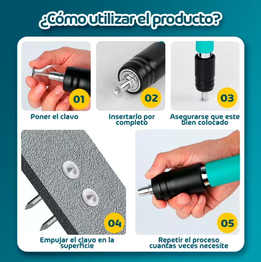 Clavo Pro Max. Pistola Manual de Clavos + 20 Clavos de Regalo
