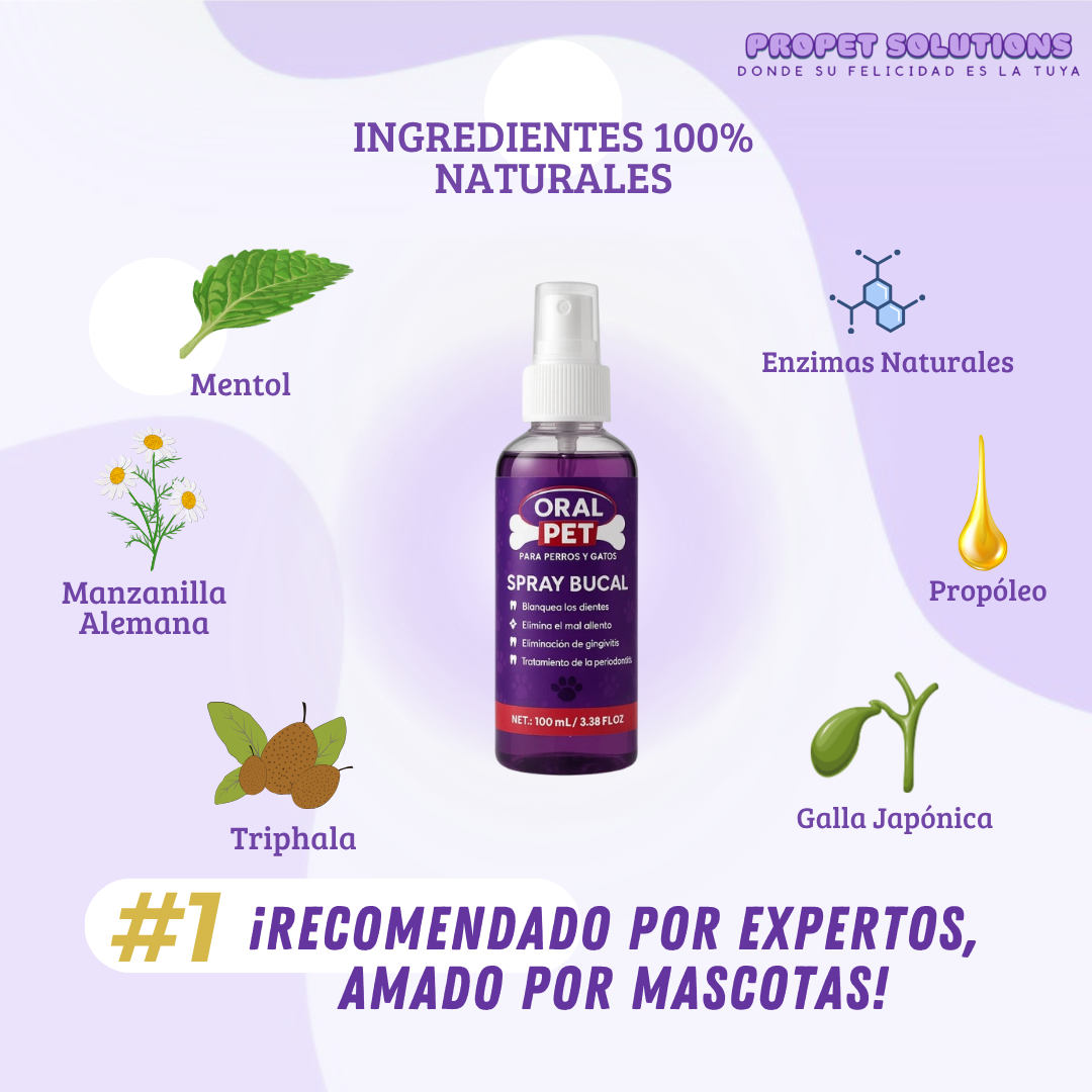 Oral Pet Spray Bucal Limpiador Mascotas | La forma más fácil de cuidar la higiene dental de tu mascota!