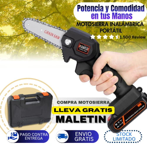 Motosierra Portátil 48V + 2 Baterías y Maletín de Regalo!