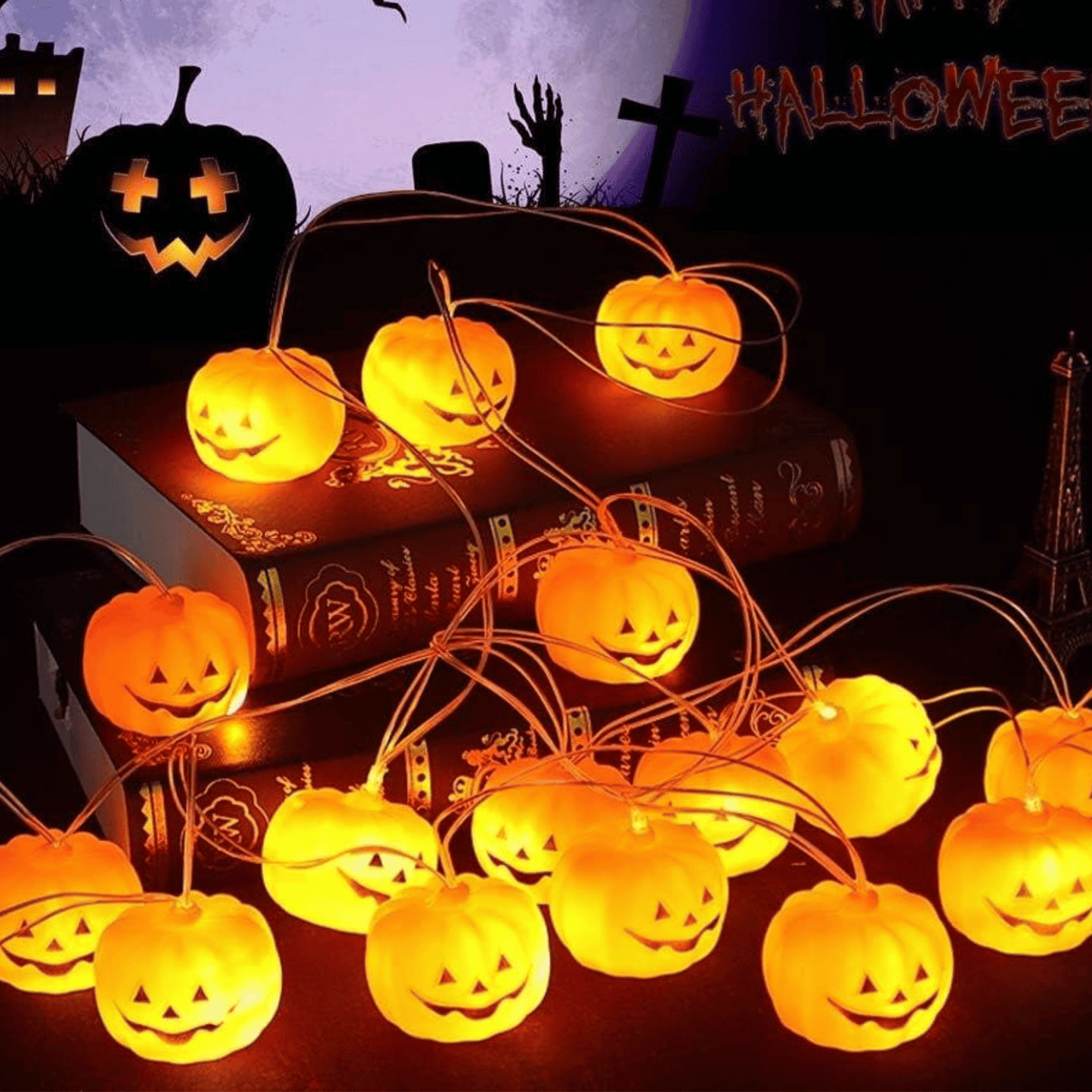 Calabazas Con Luces Led Halloween (10 unidades)